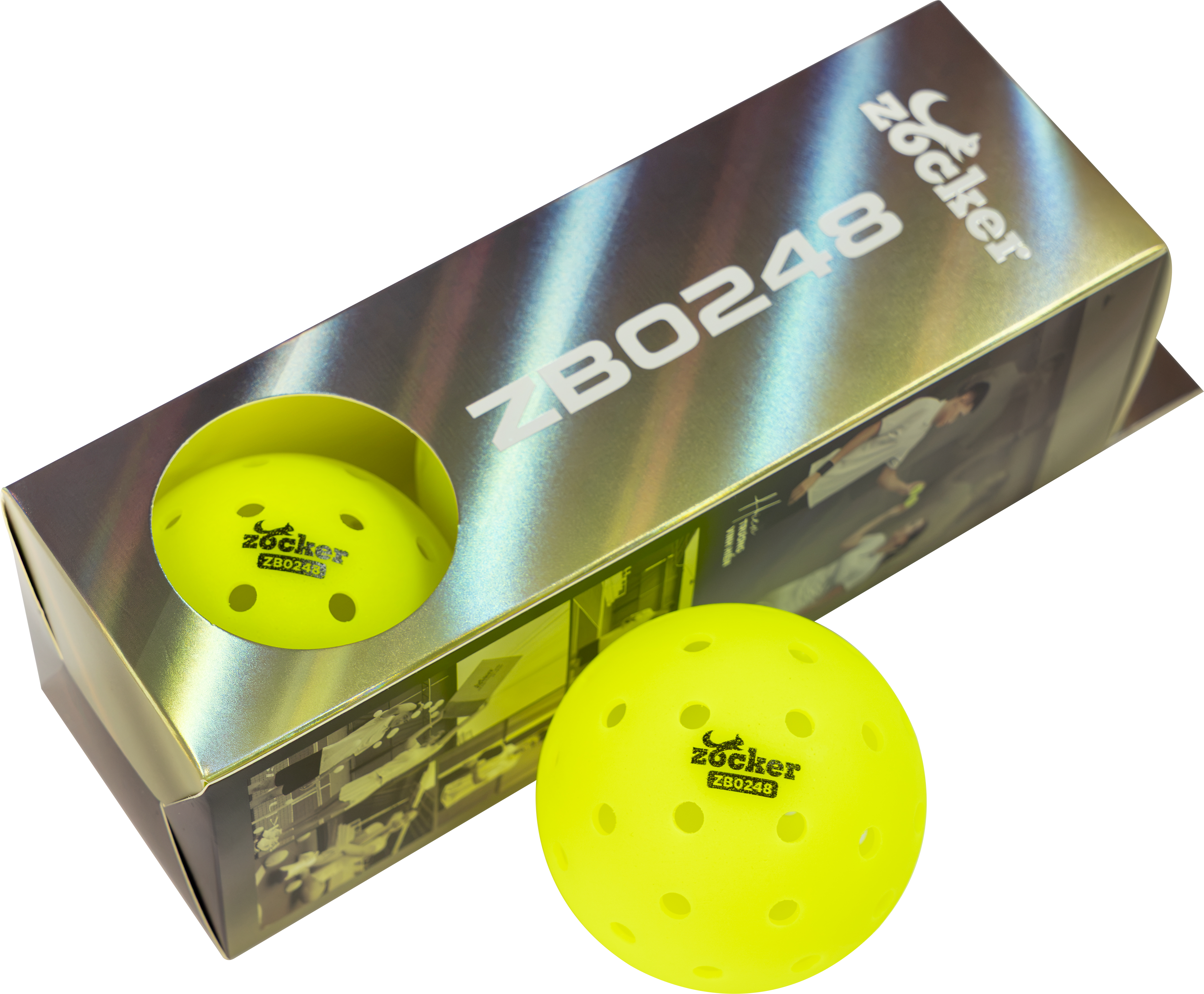 Zocker ZB0248 Pickleball Balls – 3-Ball Pack (48 Holes)
