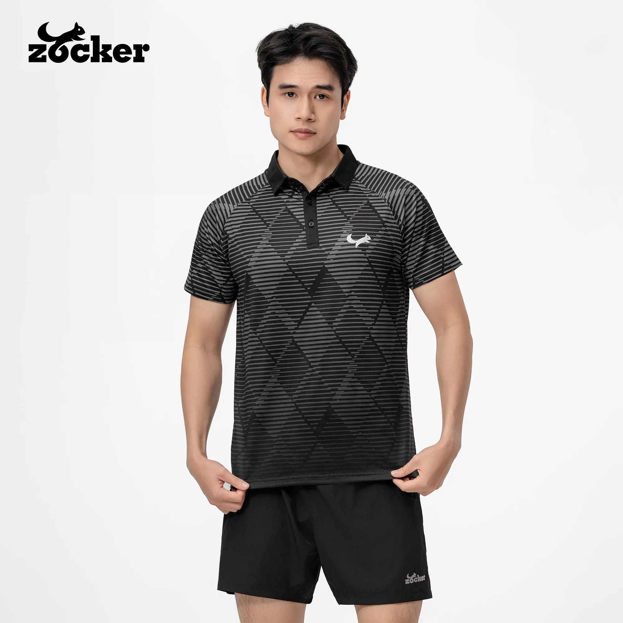 Zocker JAC08 Men’s Pickleball Jersey – Polo Collar – Black