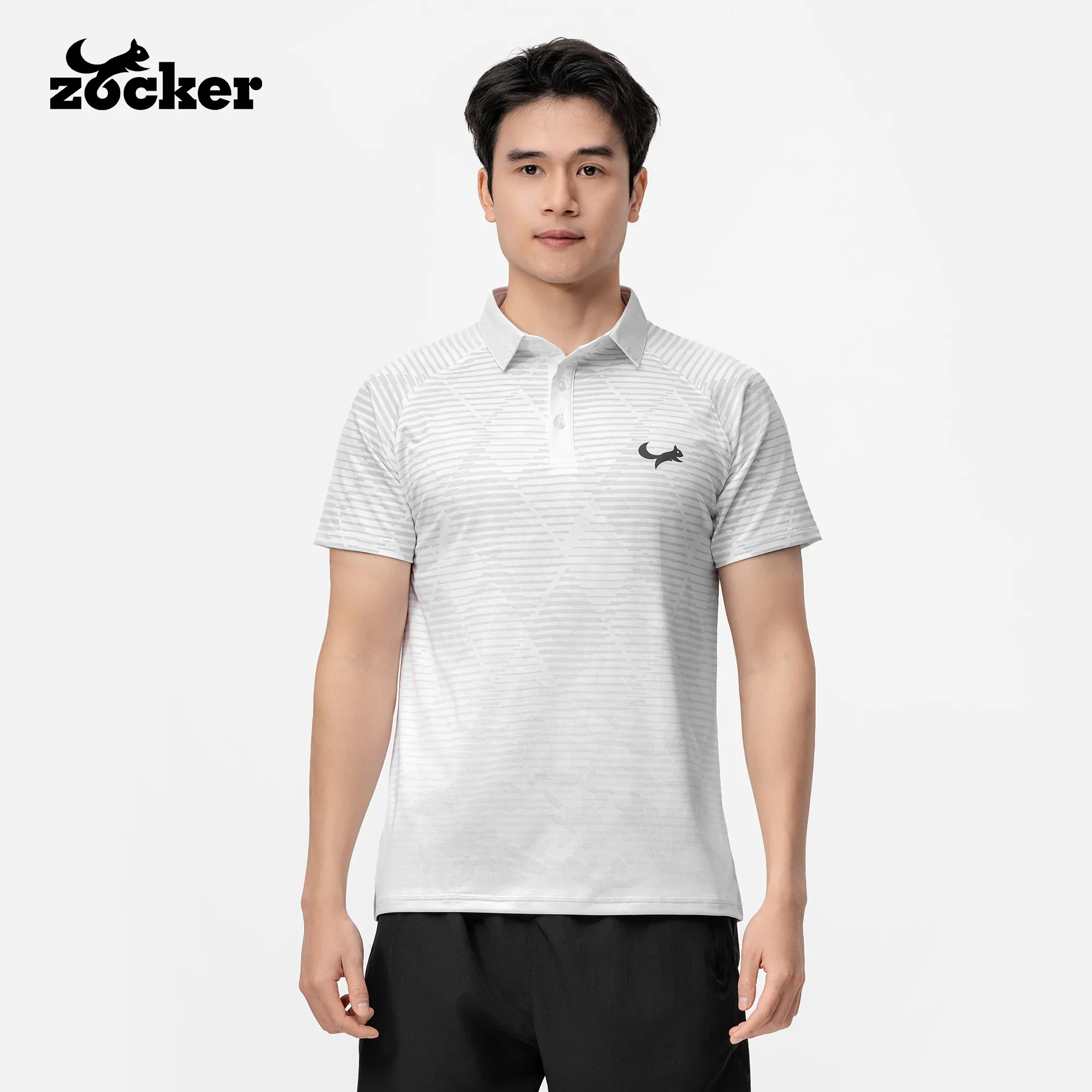Zocker JAC08 Men’s Pickleball Jersey – Polo Collar – White