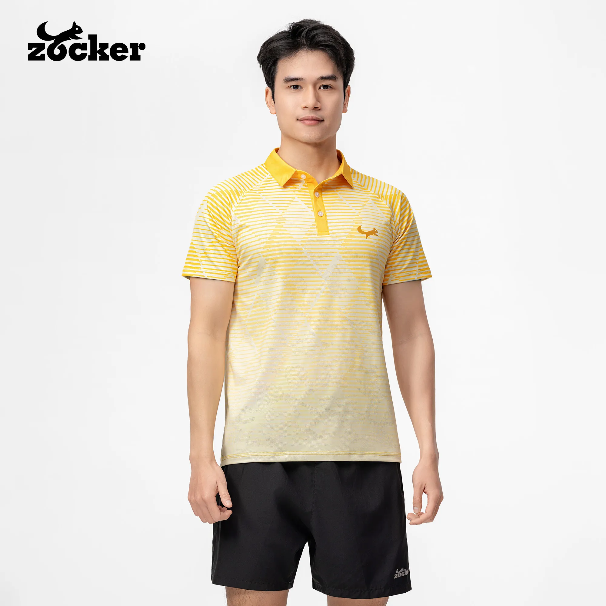 Zocker JAC08 Men’s Pickleball Jersey – Polo Collar – Yellow