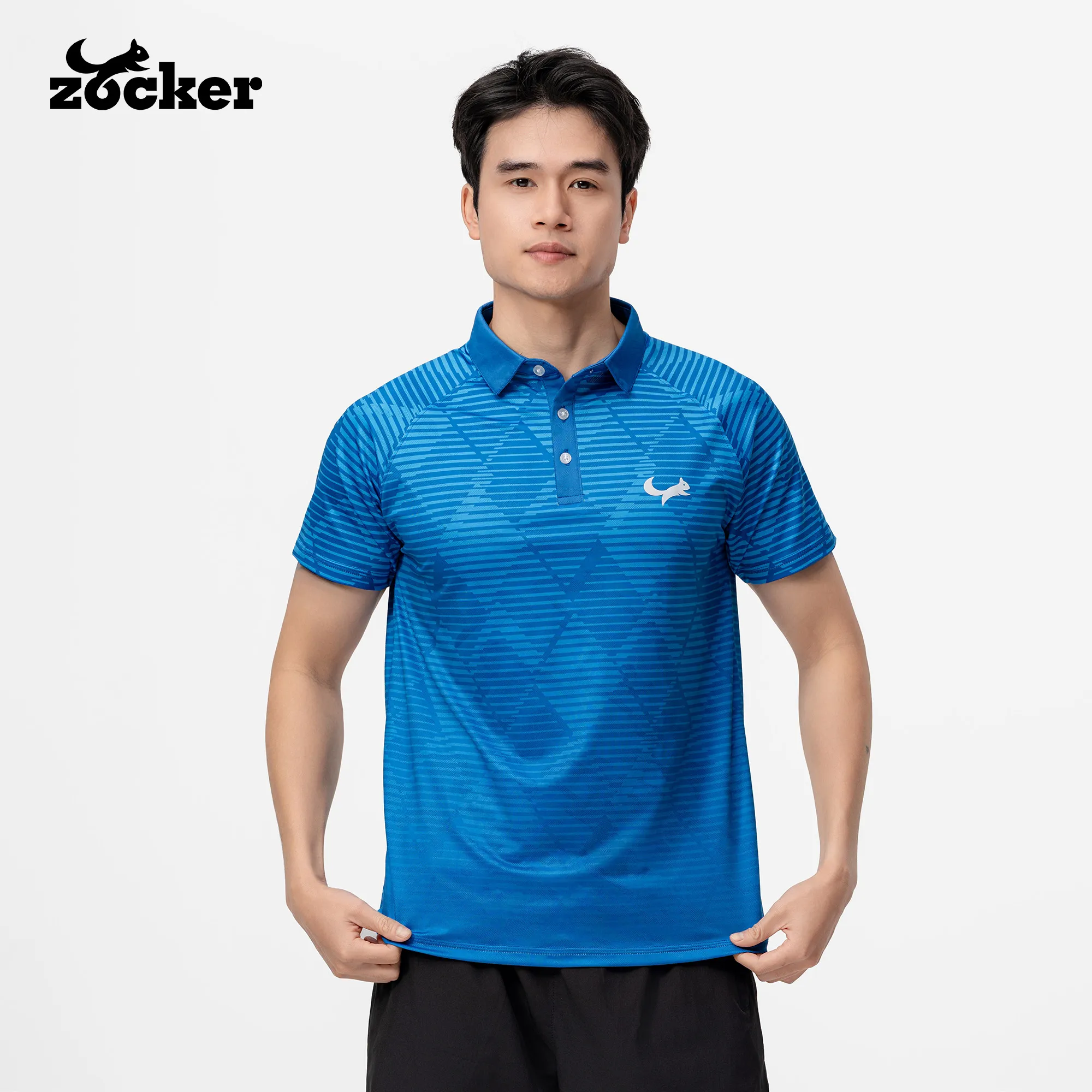 Zocker JAC08 Men’s Pickleball Jersey – Polo Collar – Blue