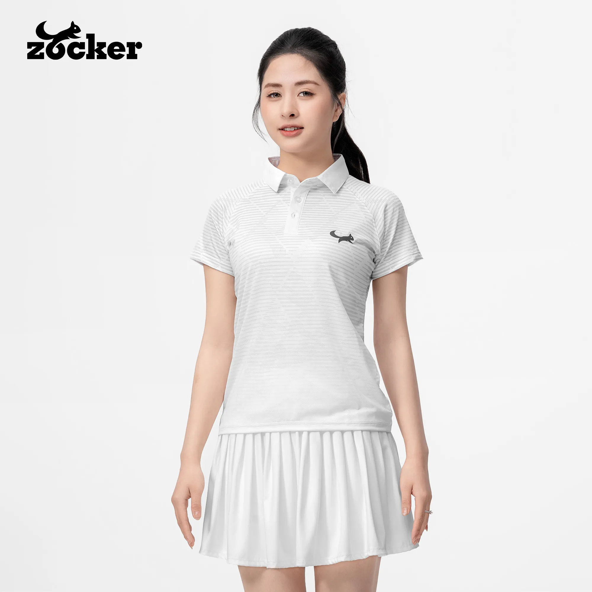 Zocker JAC08 Women’s Pickleball Jersey – Polo Collar – White
