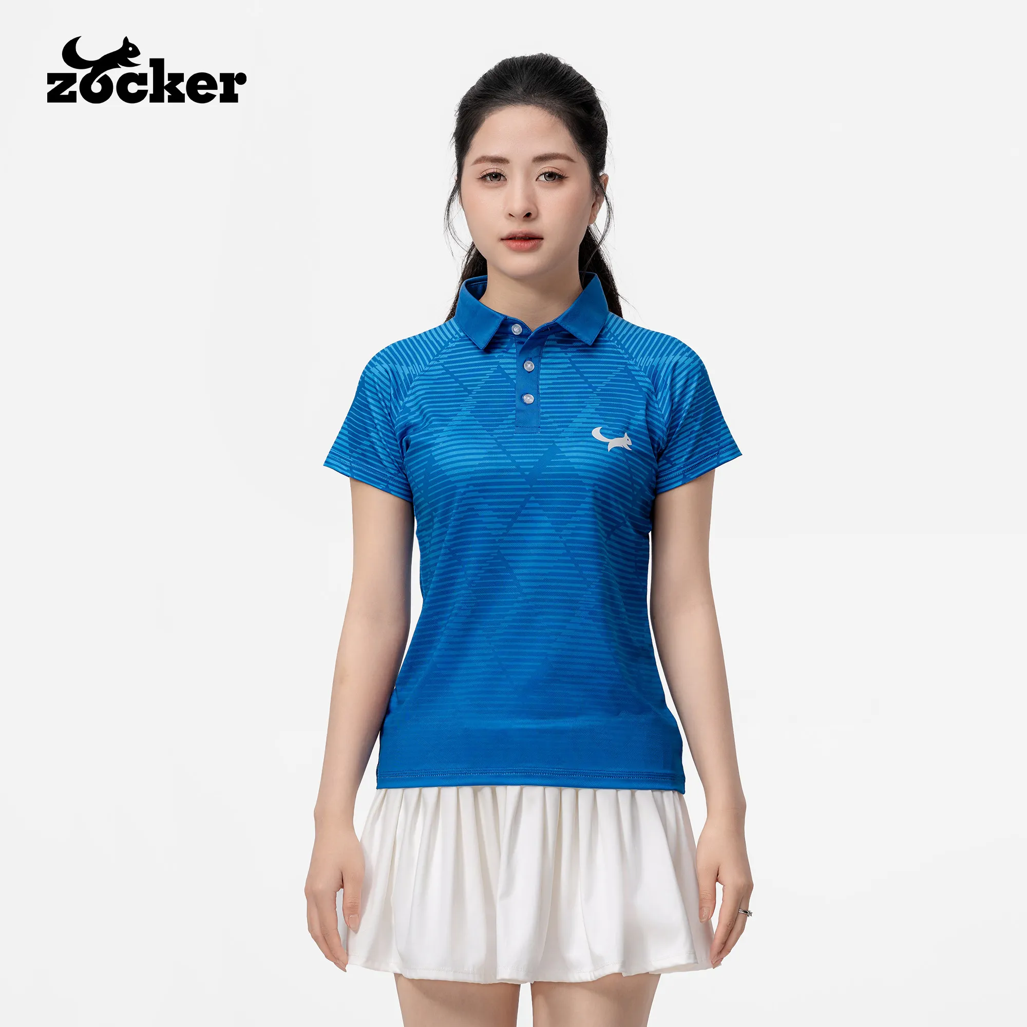 Zocker JAC08 Women’s Pickleball Jersey – Polo Collar – Blue
