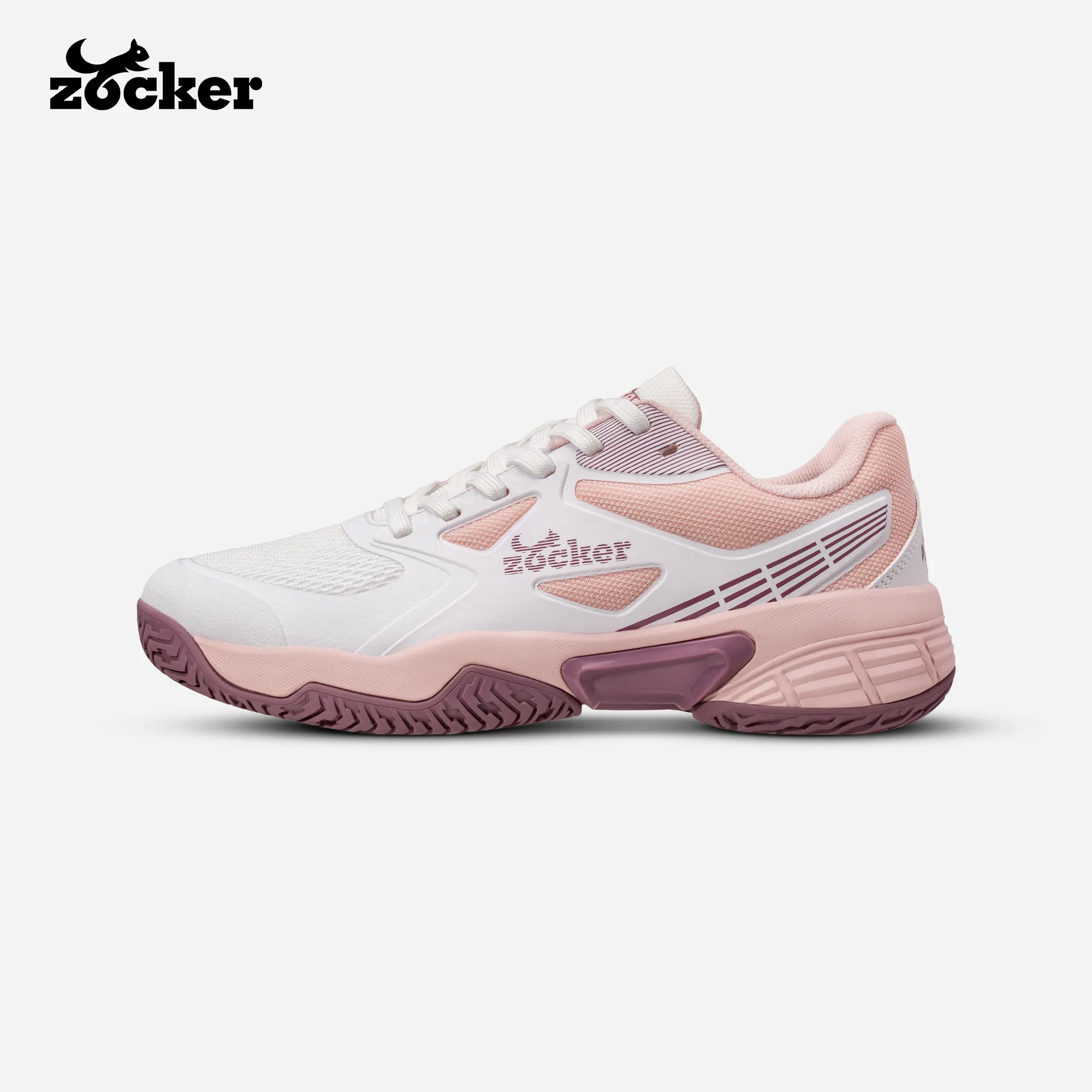 Zocker Aspire Speed Pickleball Shoes – White/Pink