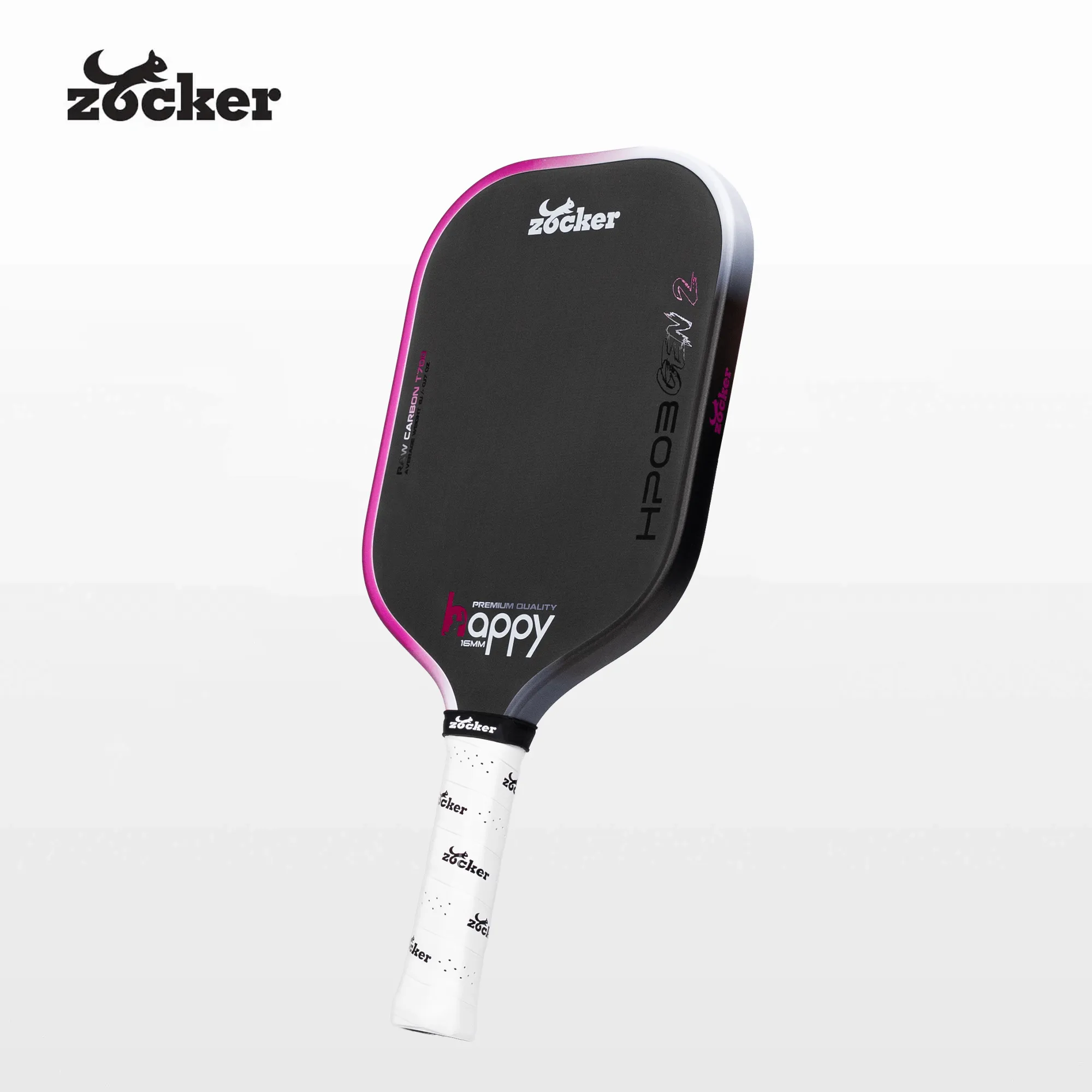 Zocker Happy HP03 Gen 2 Pickleball Paddle (Pink/White/Black)